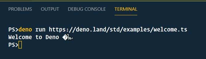 Running Deno in the terminal.